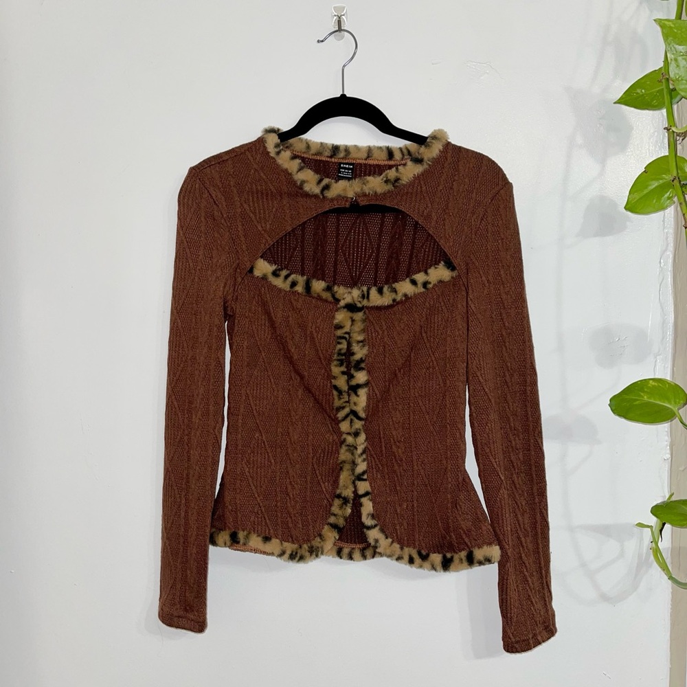 Leopard Faux Fur Knit Top